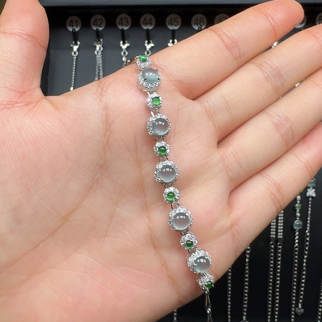 翡翠银S925镶嵌手链