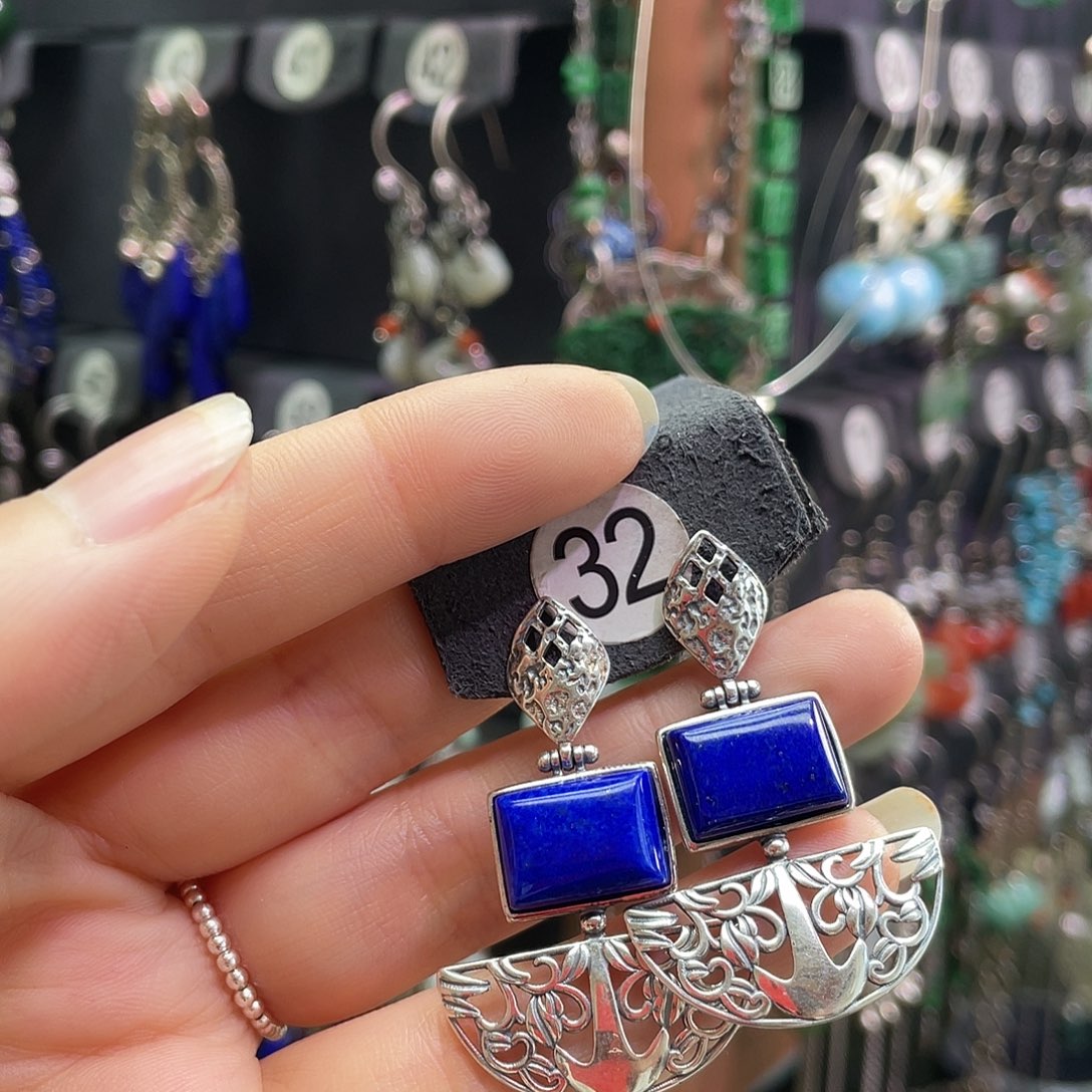 欧***梦青金石银S925镶嵌耳饰111ghggh