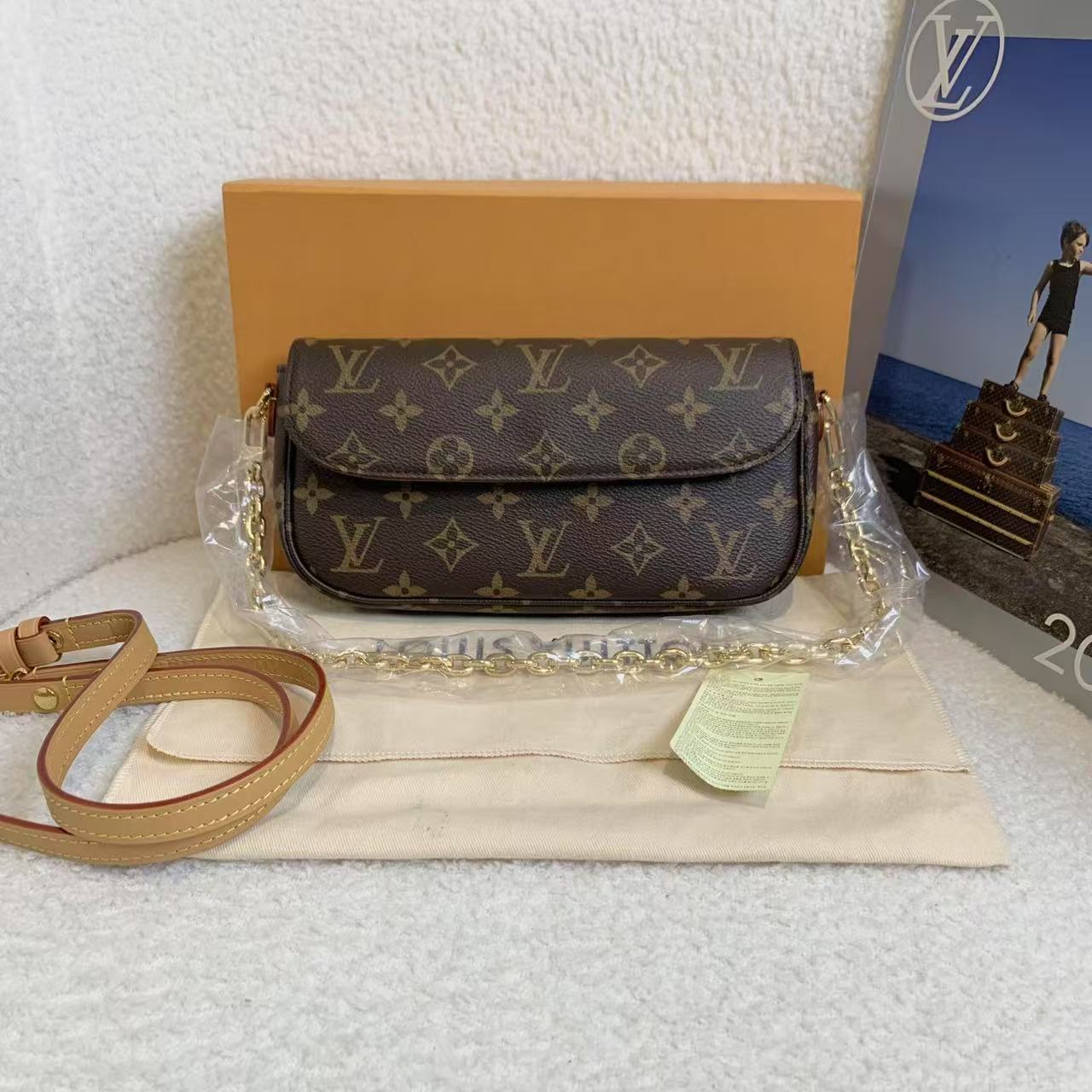 99新 LouisVuitton/路易威登 壹臻/老花ivy腋下包 芯片/34192897
