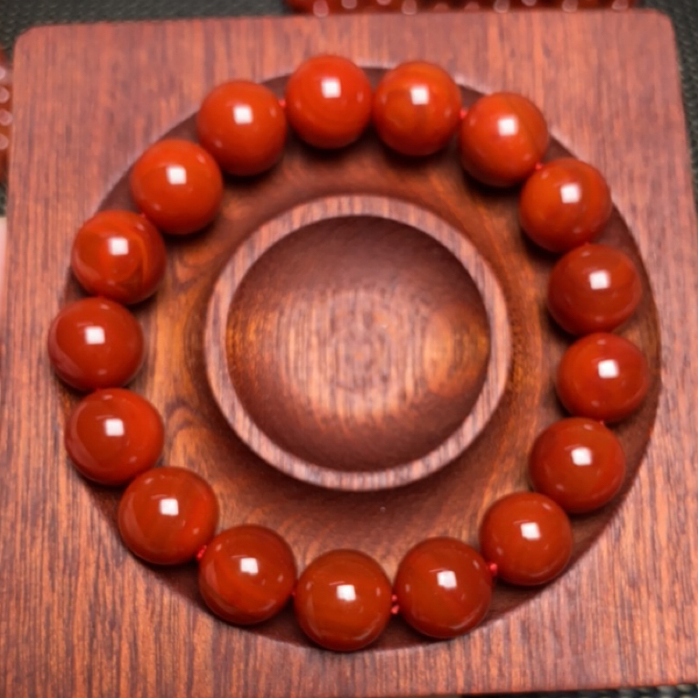 四川瓦西12mm手串柿子满肉南红玛瑙
