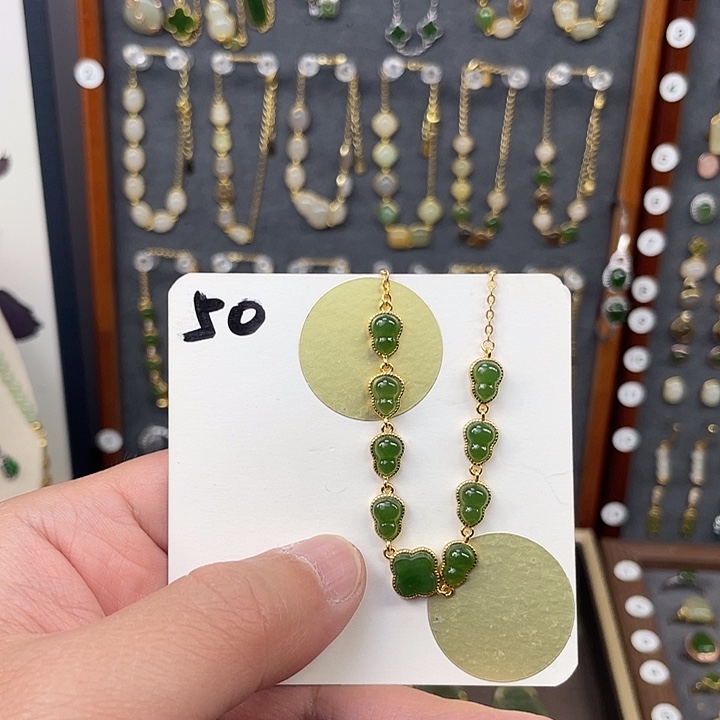 和田玉手链银S925镶嵌和田玉50