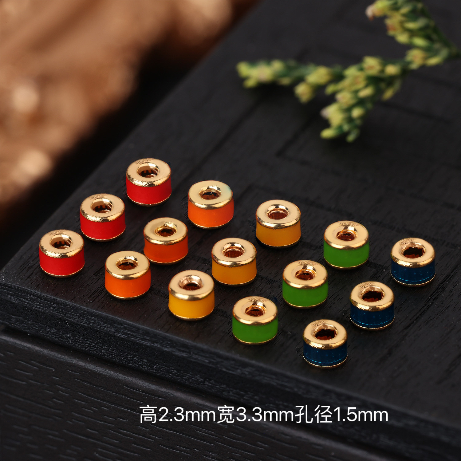 18k金烧蓝多巴胺桶珠隔珠DIY珠串编绳配饰配件