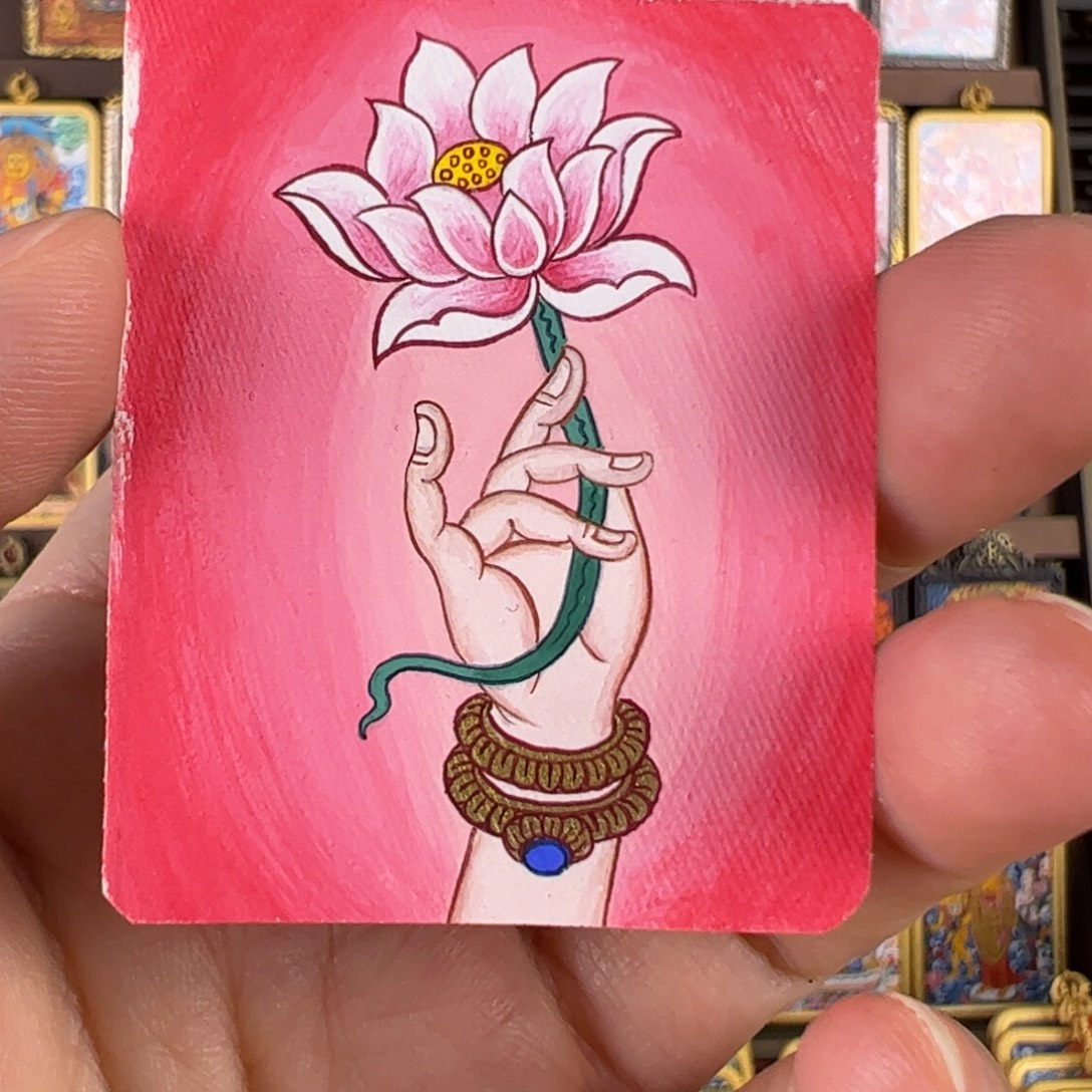 用***6吊坠莲花手唐卡绘画作品