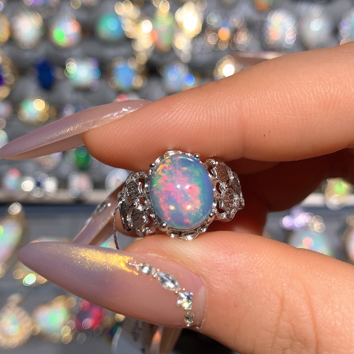 欧泊欧泊戒指t定制银S925镶嵌