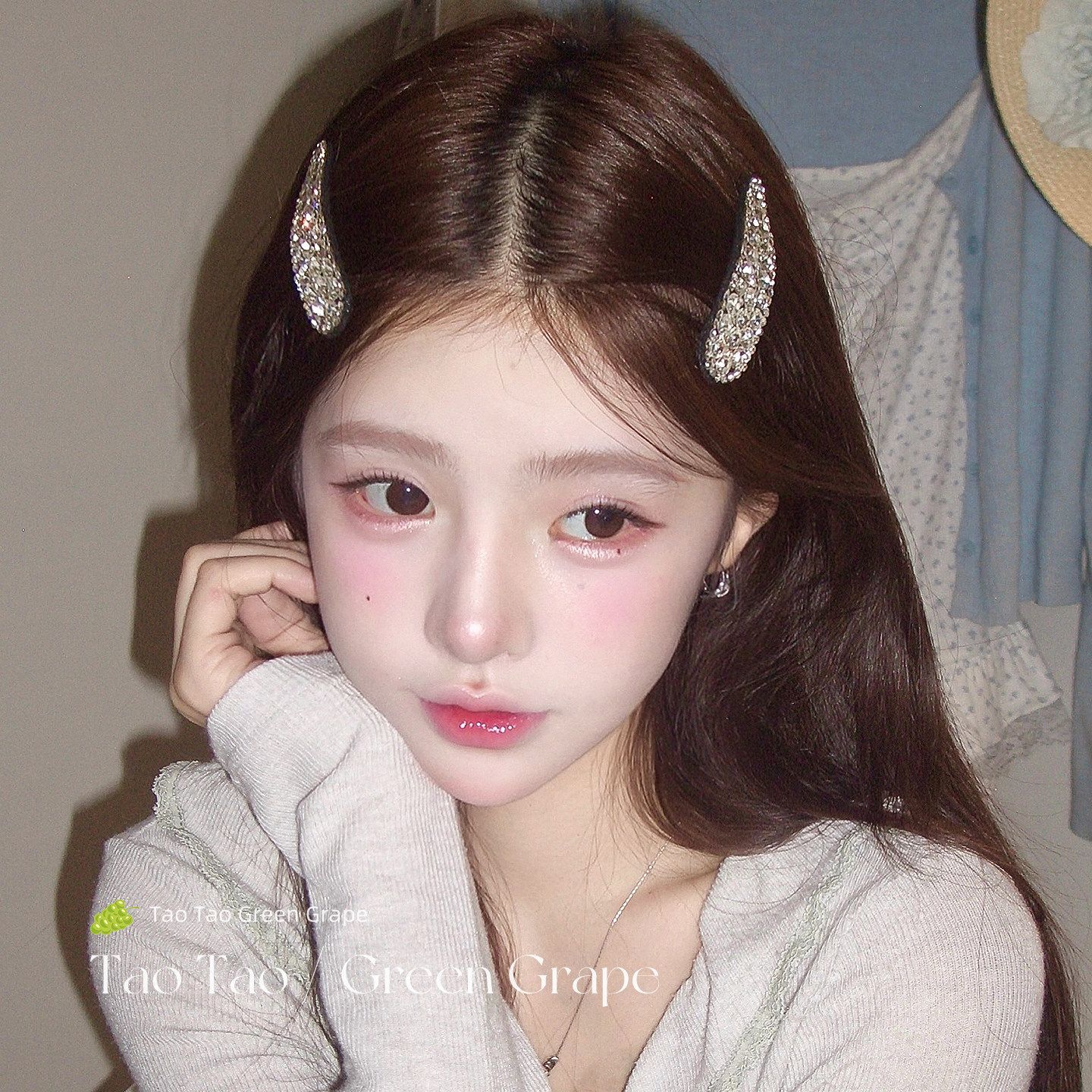 甜酷少女~韩系女团风高级感超闪满钻水滴bb夹侧边夹刘海夹碎发