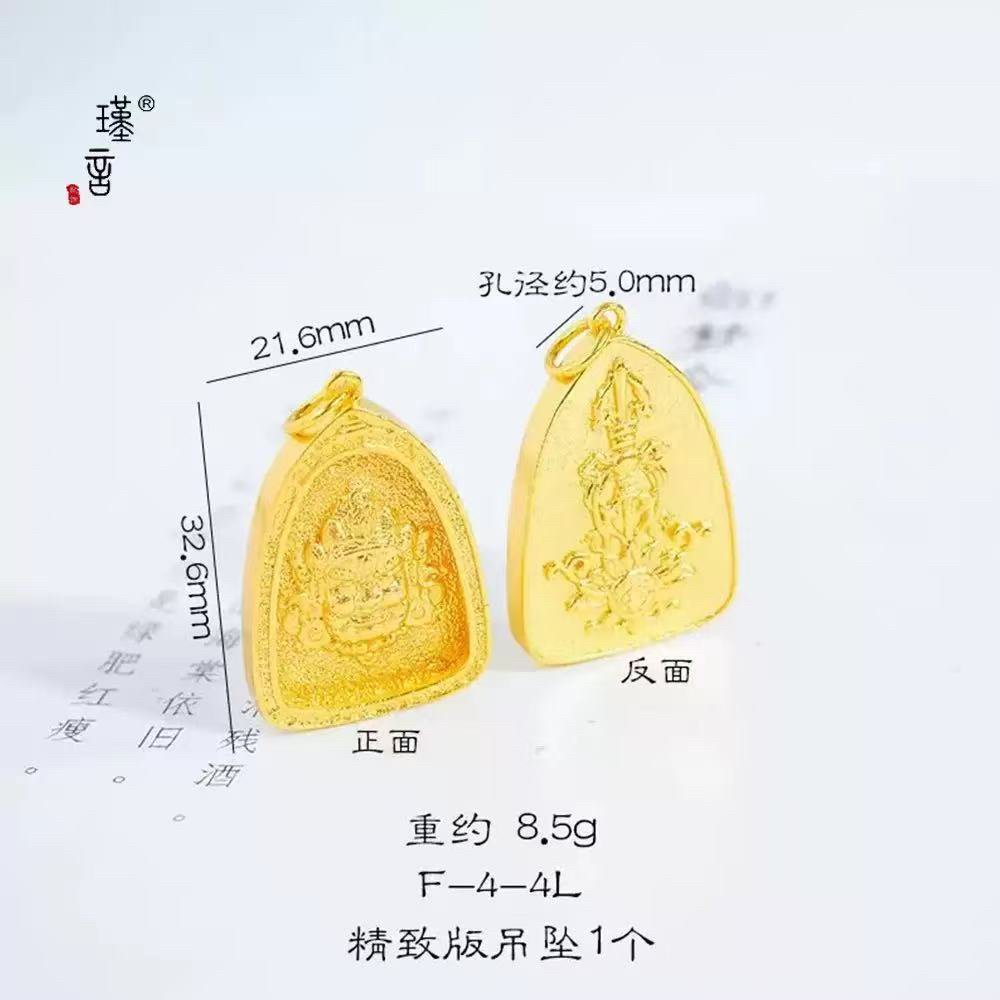铜合金吊坠 铜合金#立体黄财神三角牌吊坠挂坠项链