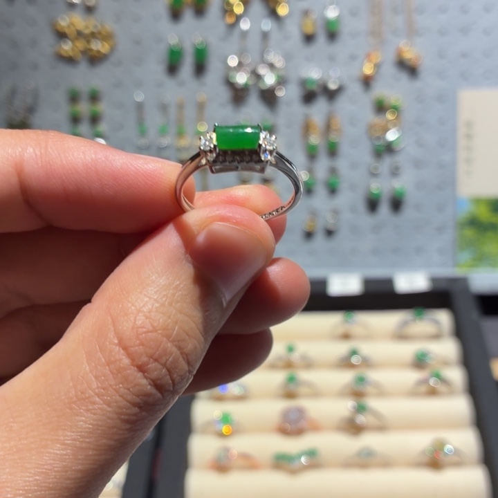 翡翠银S925镶嵌戒指B02