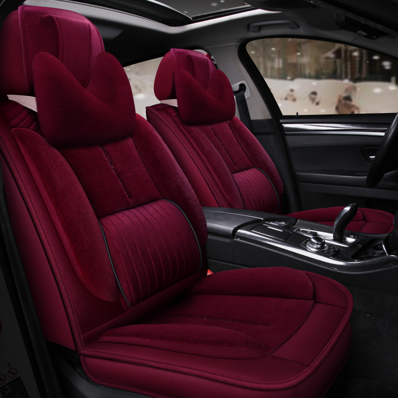 新款全包围保暖毛绒汽车坐垫秋冬季亲肤长毛绒汽车座套五座车椅套