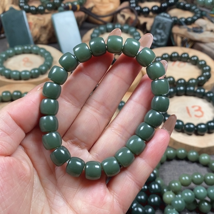 和田玉（青玉）手链未镶嵌