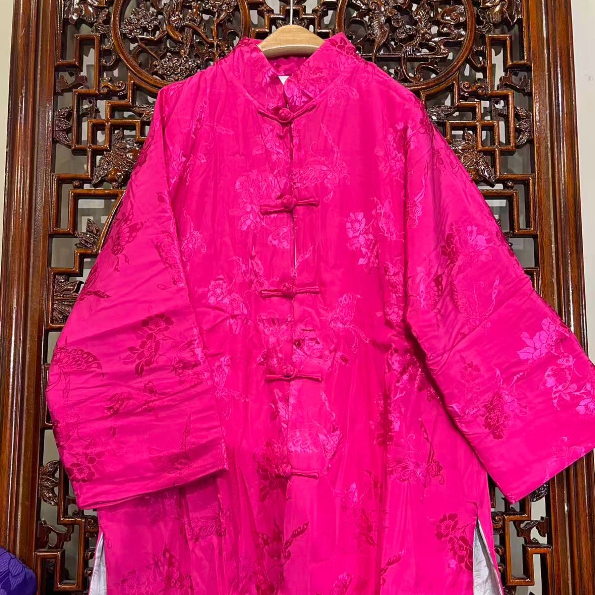 新缎棉服宽松版中长款外套