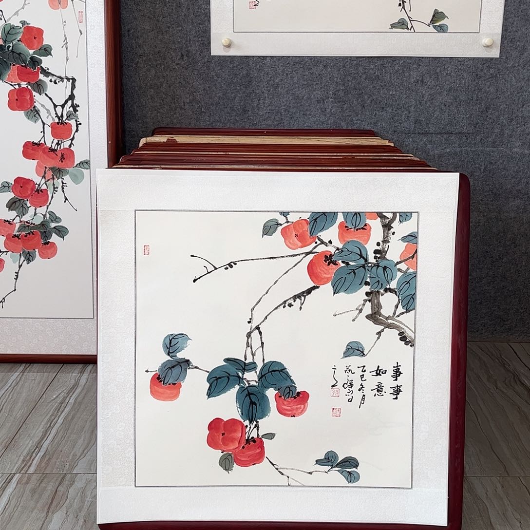 国画书画作品带框63×63