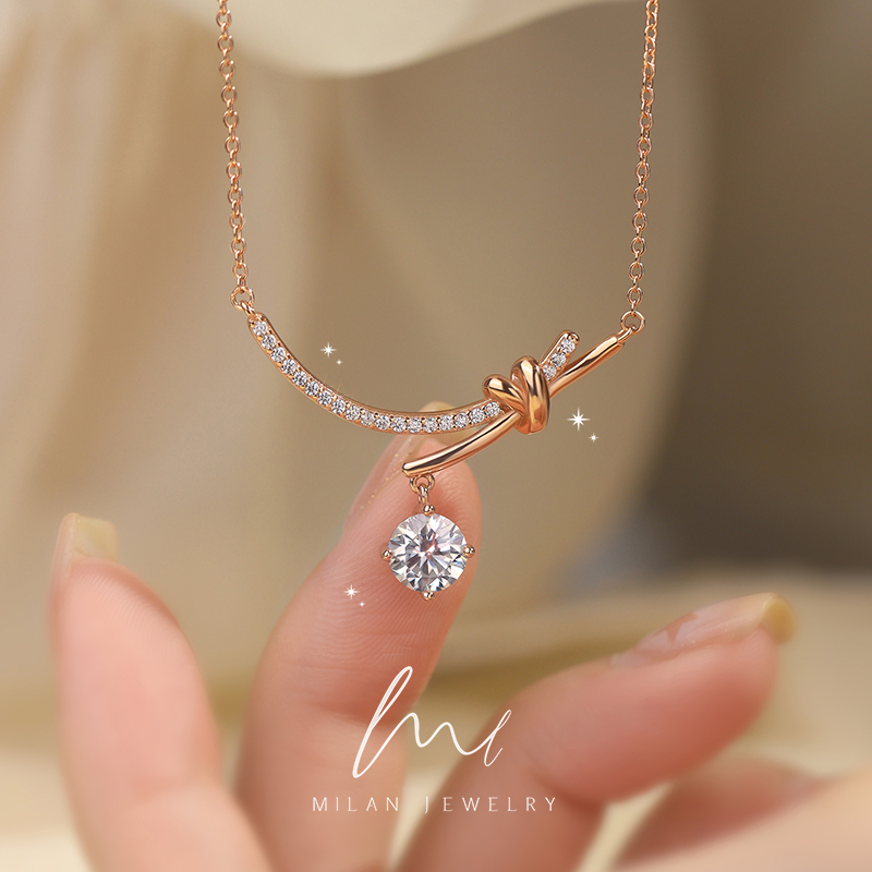 秘蓝 坠链均925银莫桑石 微笑项链/时尚轻奢小众设计百搭款高级感