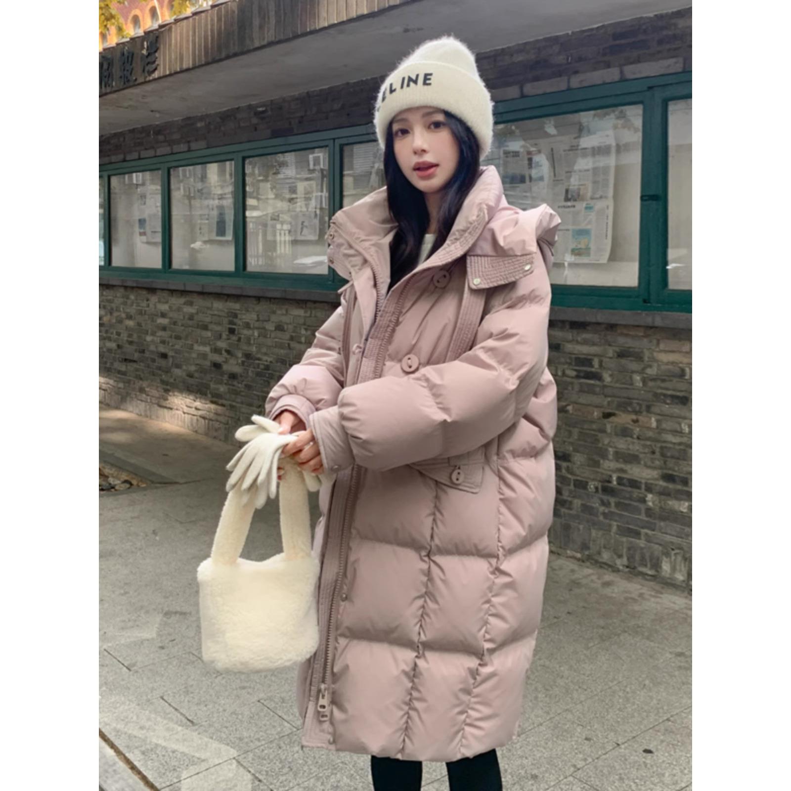 鹅绒韩版时尚加厚羽绒服女中长款2025秋冬新款宽松冬季外套