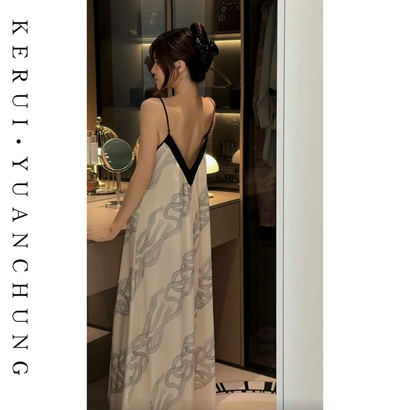 【云间诗】印花高级感美背睡裙女2025新款印花百搭显瘦可外穿睡裙