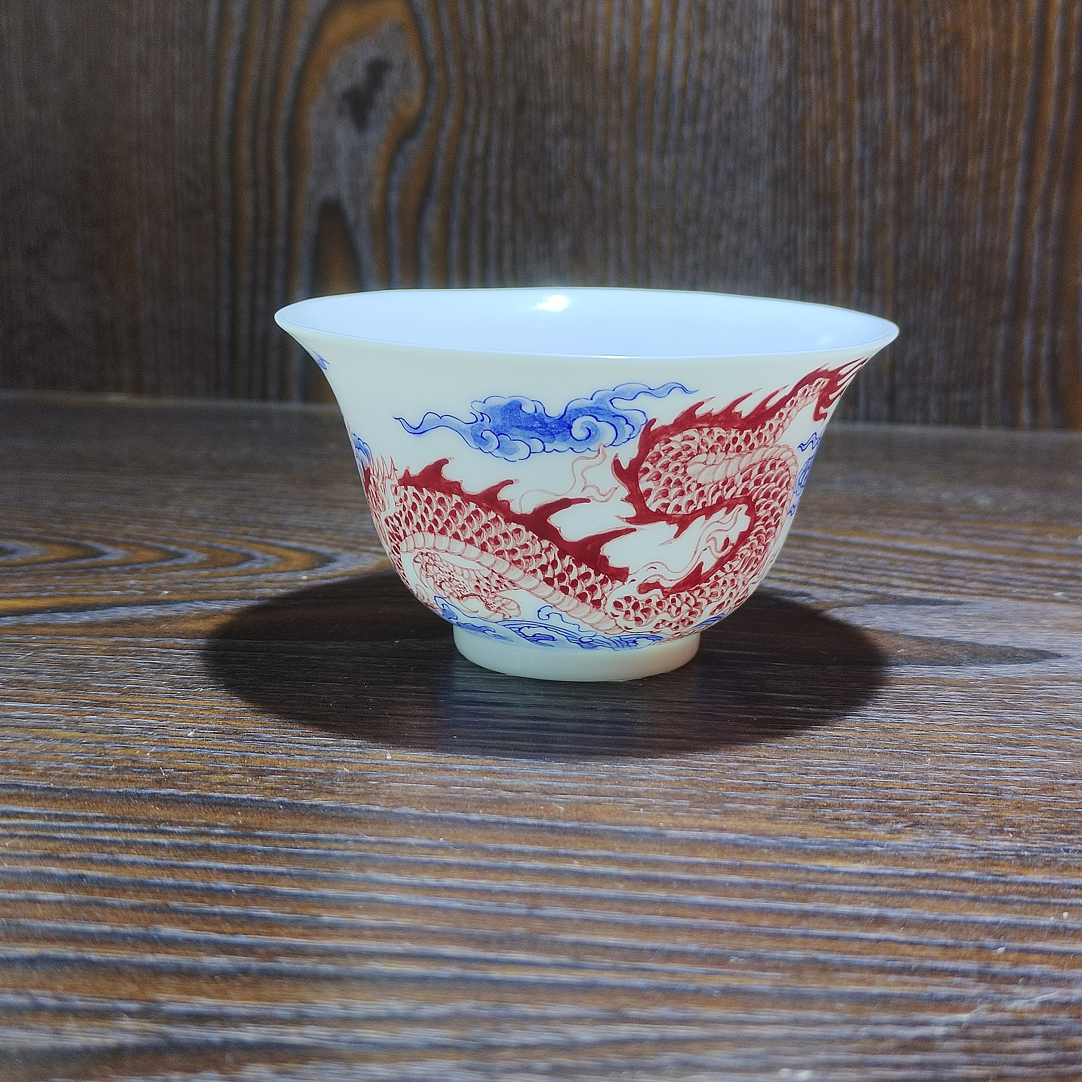 纯滑石子薄胎主人杯龙纹（红）手工陶瓷