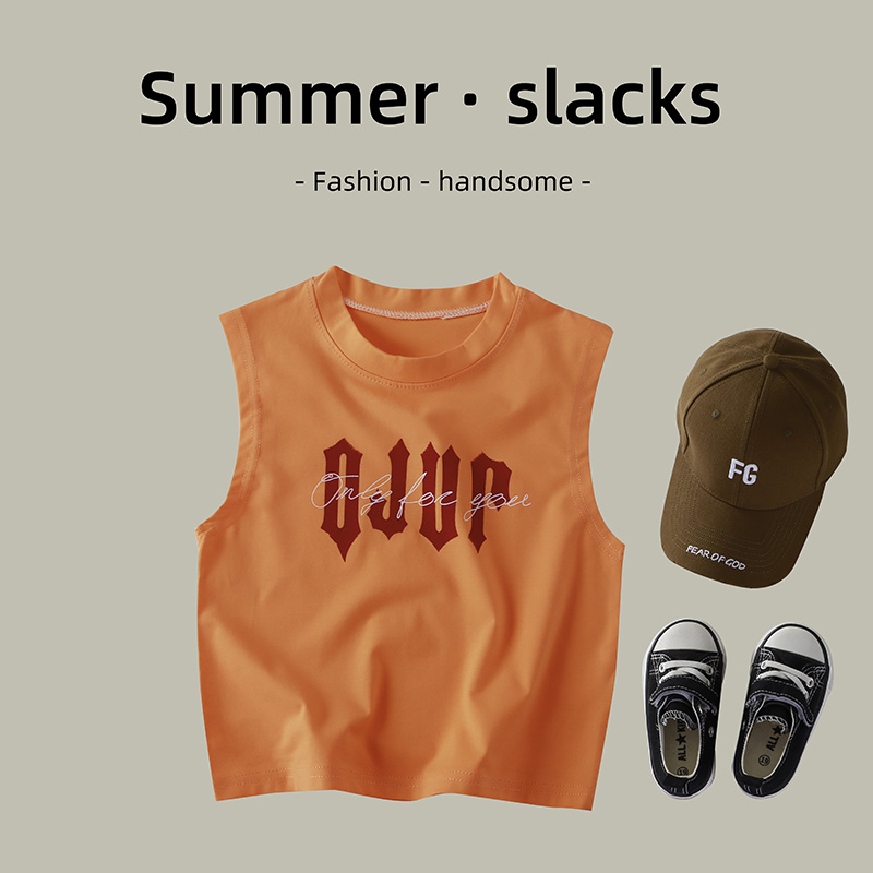 【现货】儿童夏季无袖背心男女宝多巴胺糖果色简约外穿圆领百搭洋气