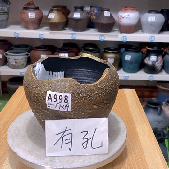 红陶手工制作工艺花盆