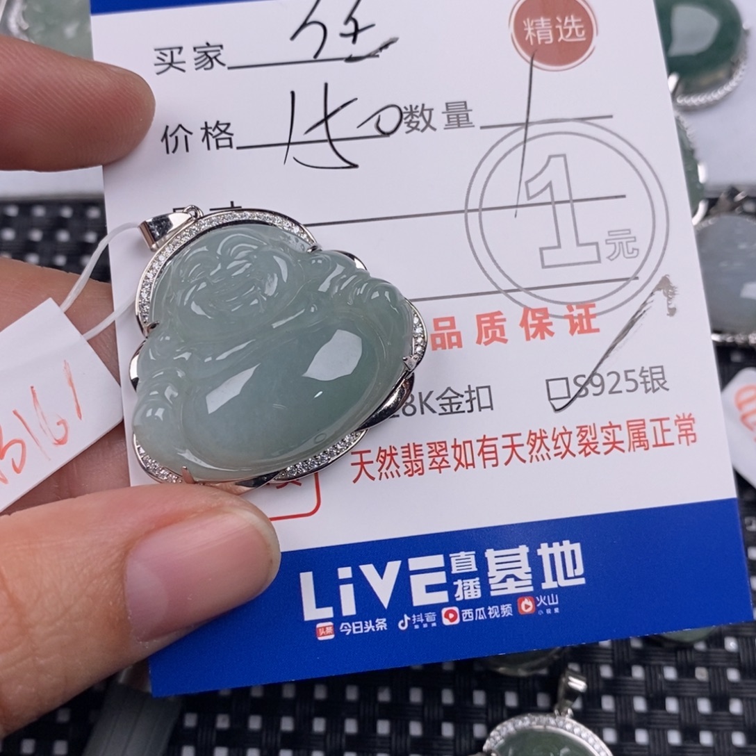 任***心翡翠银S925镶嵌颈饰