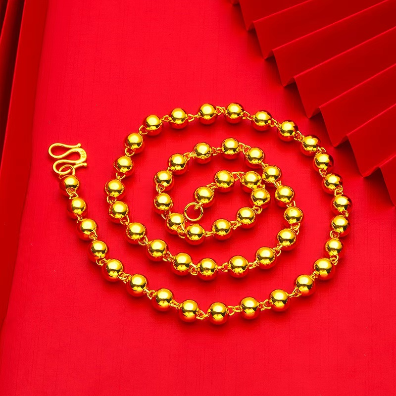 合金项链 矿金项链【圆珠项链】百搭时尚金色精美男士男生饰品