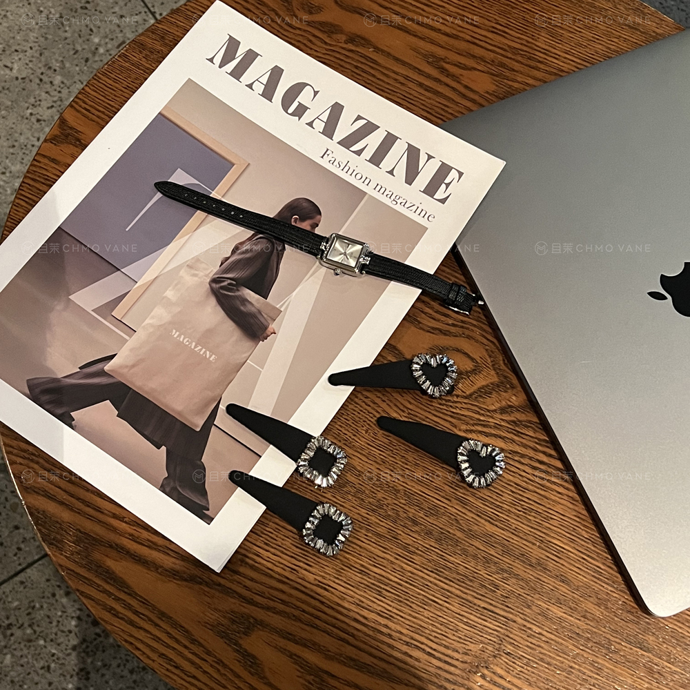 且茉～夜晶冰钻～氛围边夹气质刘海侧边夹掰掰夹黑色发卡头饰新款