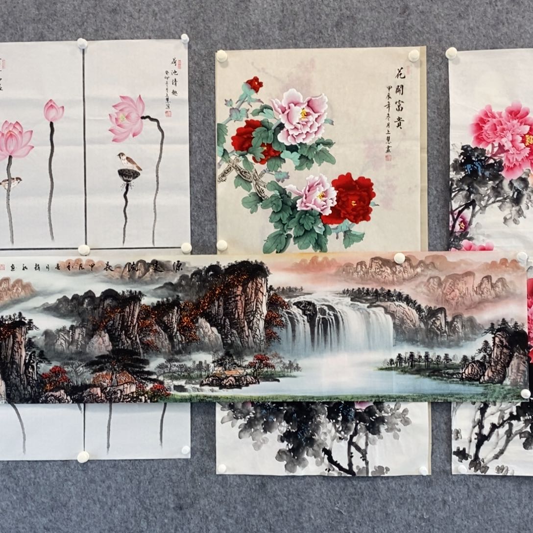 国画用****3六尺对开山水