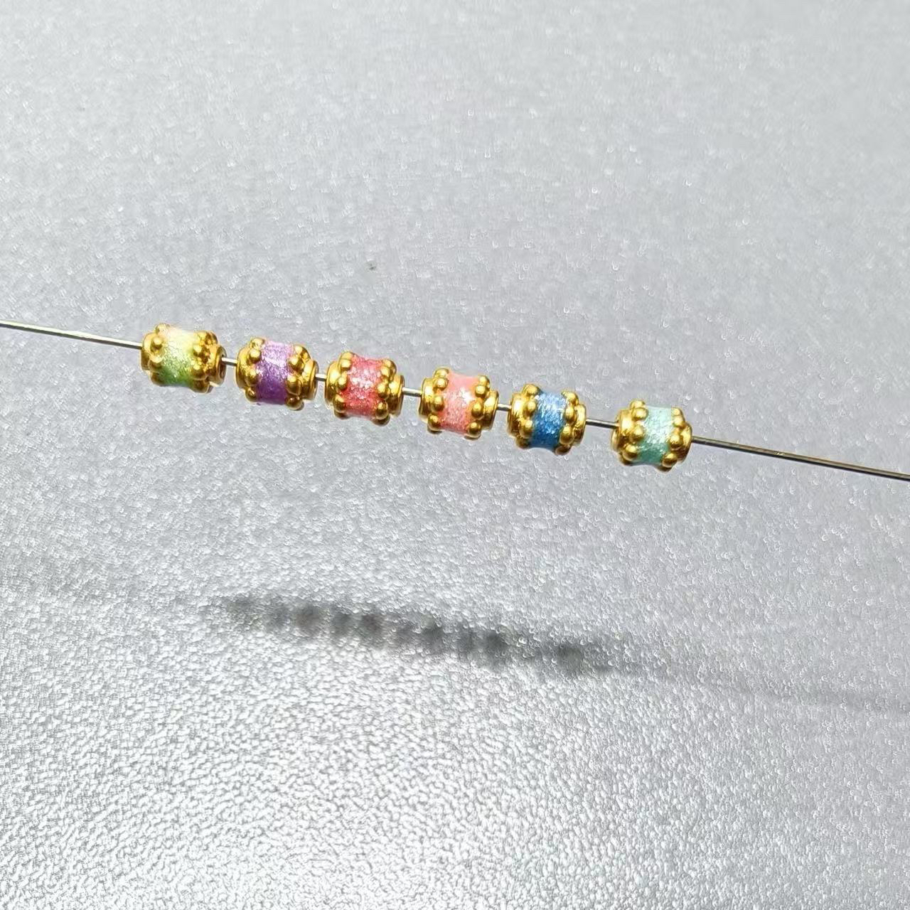 足金999烧蓝5D硬金多巴胺4MM渐变小隔珠（此订单发5颗，颜色可自选）