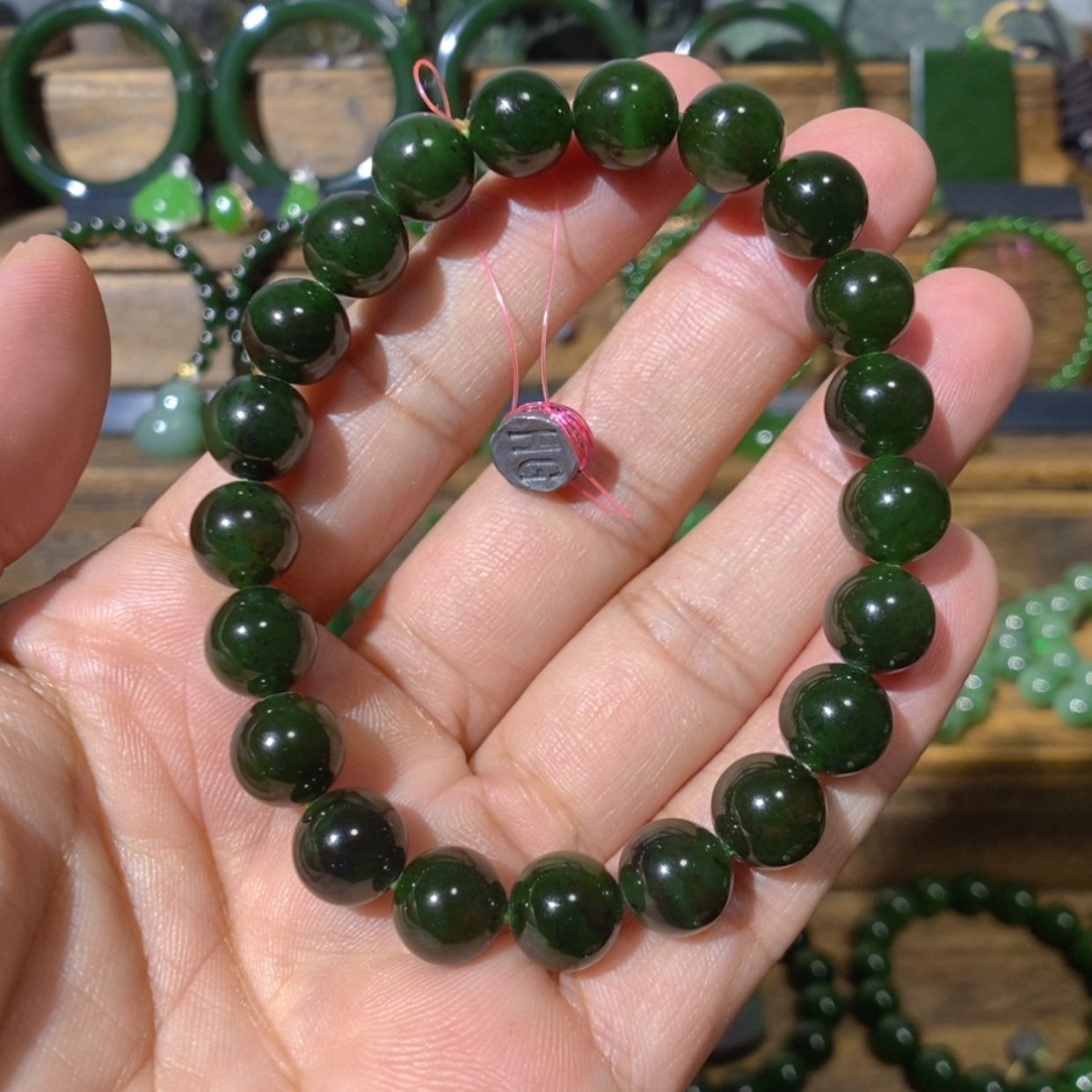 【闪购商品】吊坠(不含链)未镶嵌和田玉巴料聚红皮手串 10