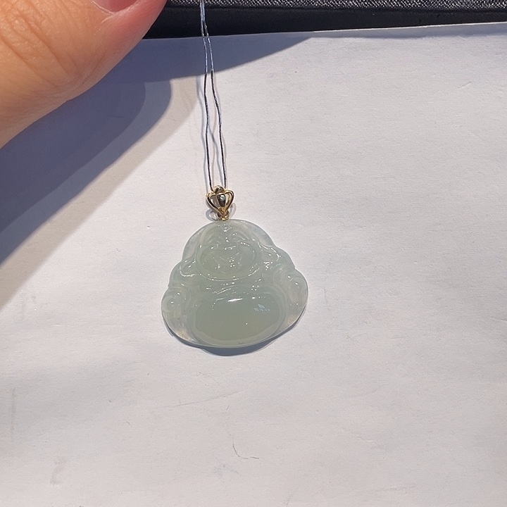 翡翠18K金镶嵌颈饰翡翠挂件