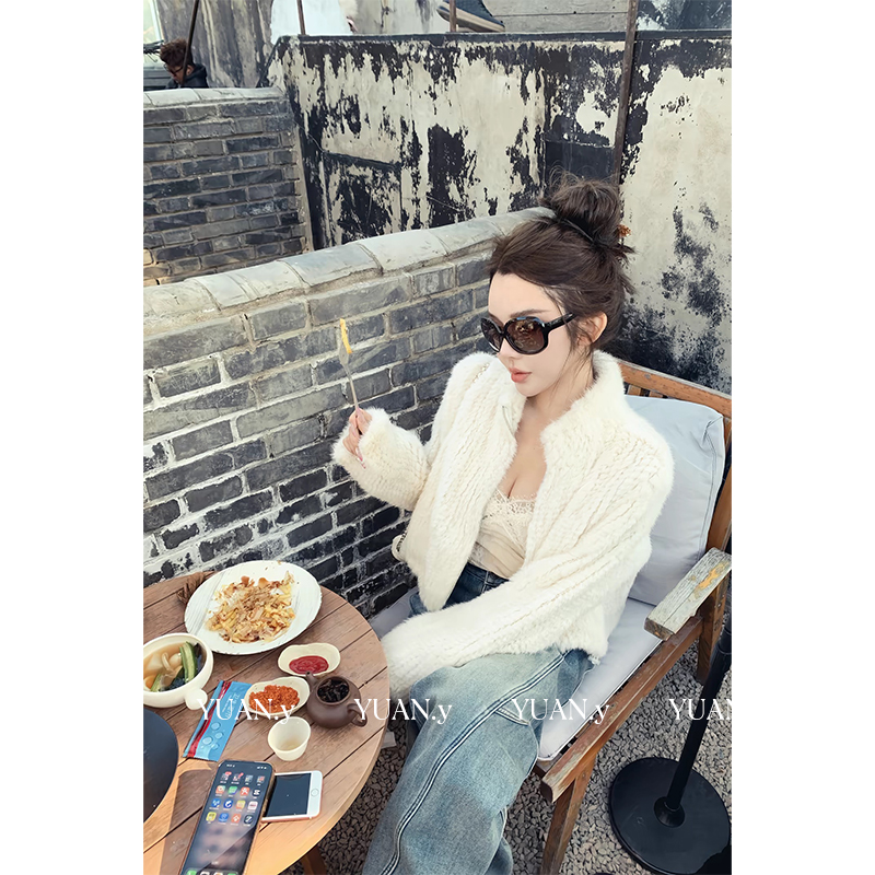 媛媛【日月倾城】西班牙进口水貂保暖秋冬时尚皮草外套上衣#PC0095