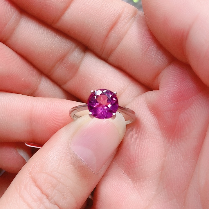 石榴石戒指银S925镶嵌8✖️8