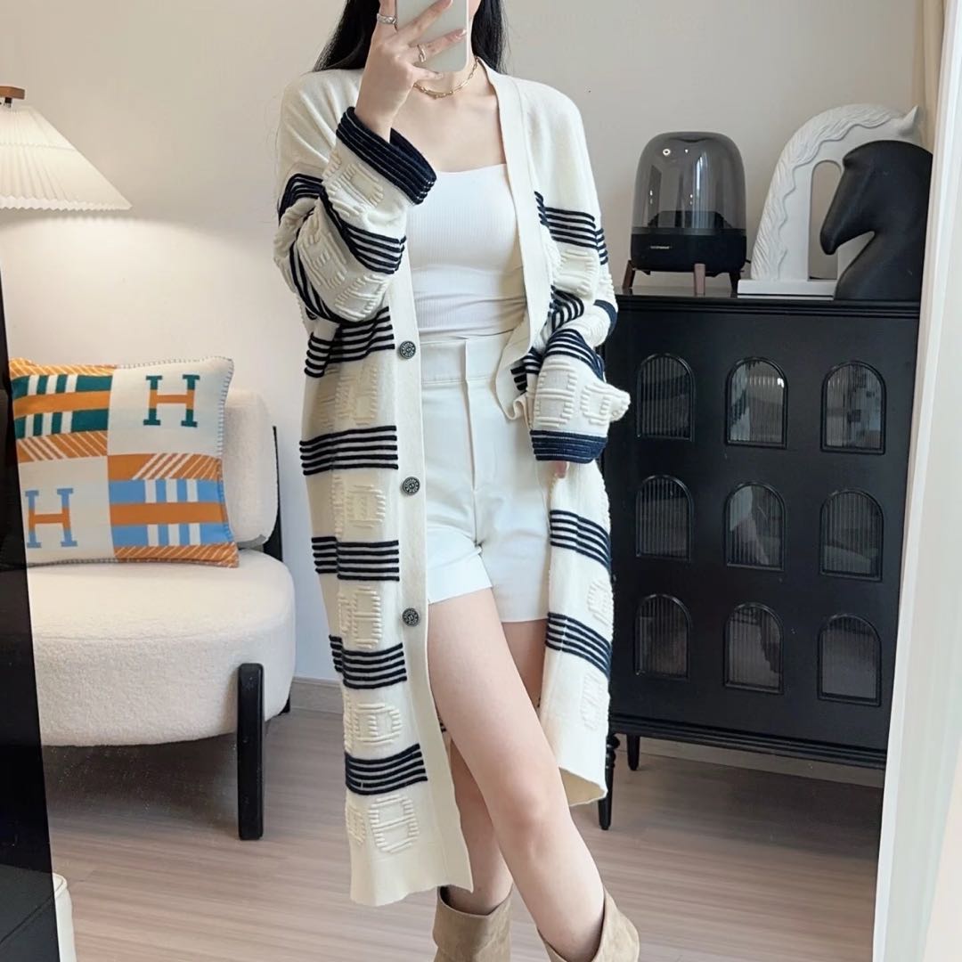 未使用 Hermes/爱马仕 /猪鼻子条纹外套/34码/Bk052