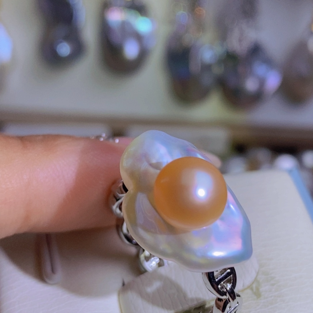 银S925镶嵌天然淡水珍珠淡水珍珠