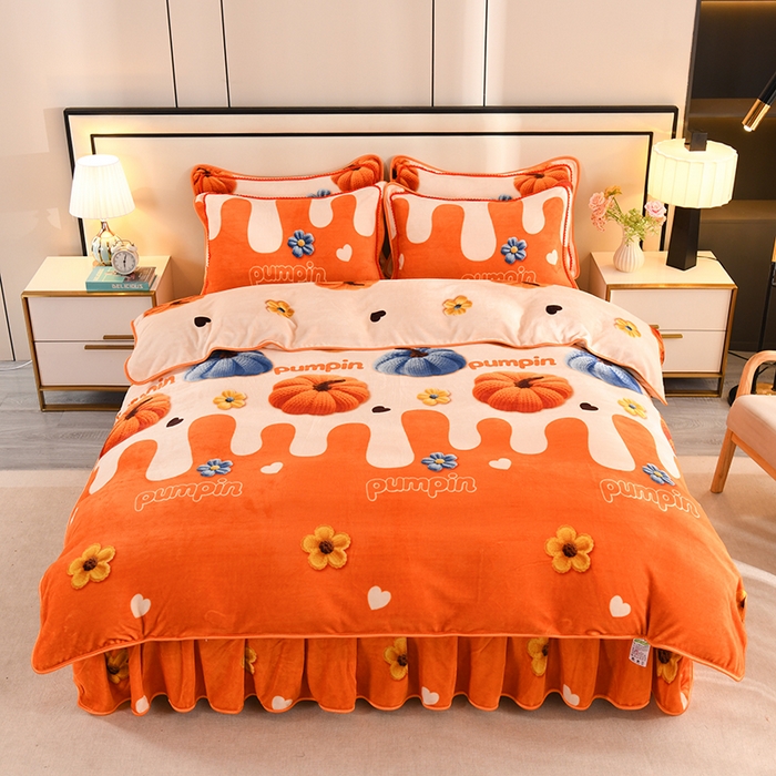 2025牛奶绒四件套冬季加厚印花公主风床上用品四件套牛奶绒双面绒