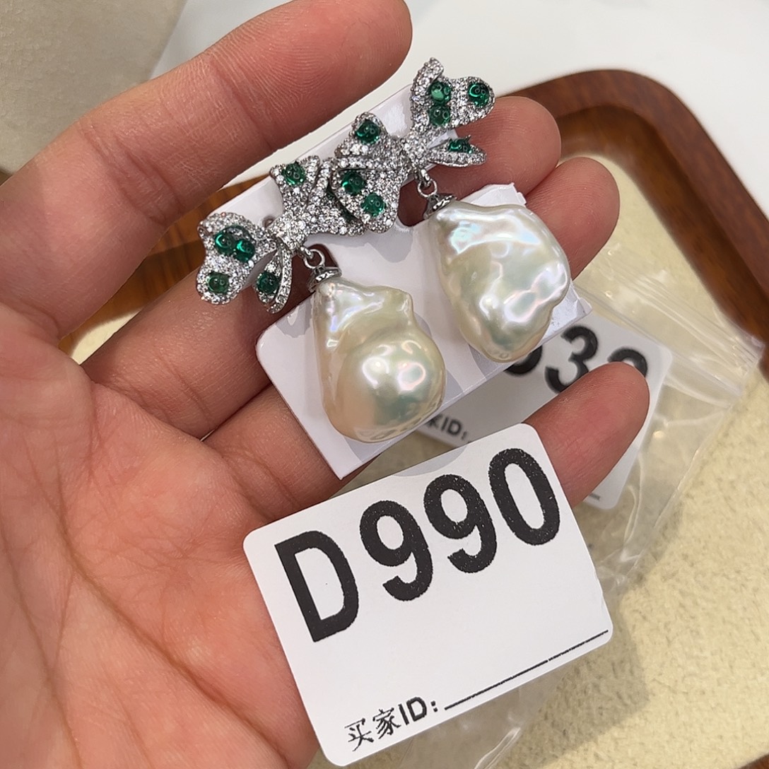 合金淡水珍珠耳饰