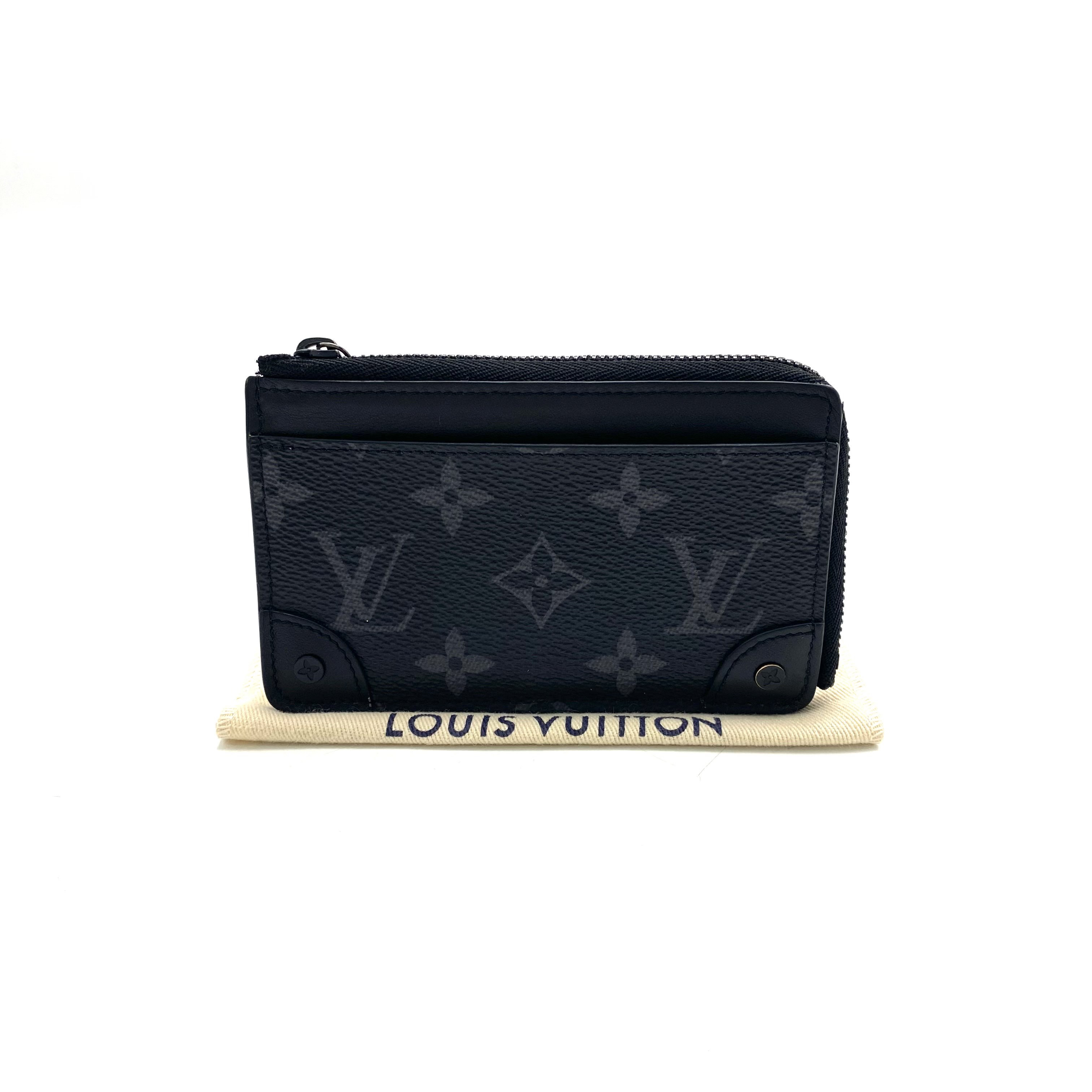 95新 LouisVuitton/路易威登 黑老花拼皮小卡包 尺寸13/8男士经典