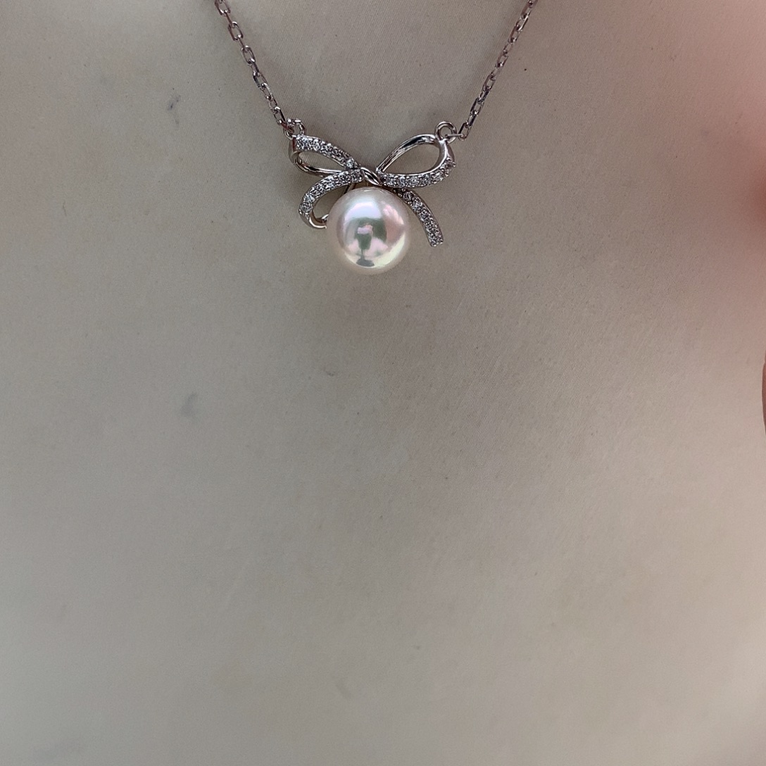 颈饰海水珍珠银S925镶嵌7.5-8mm ak