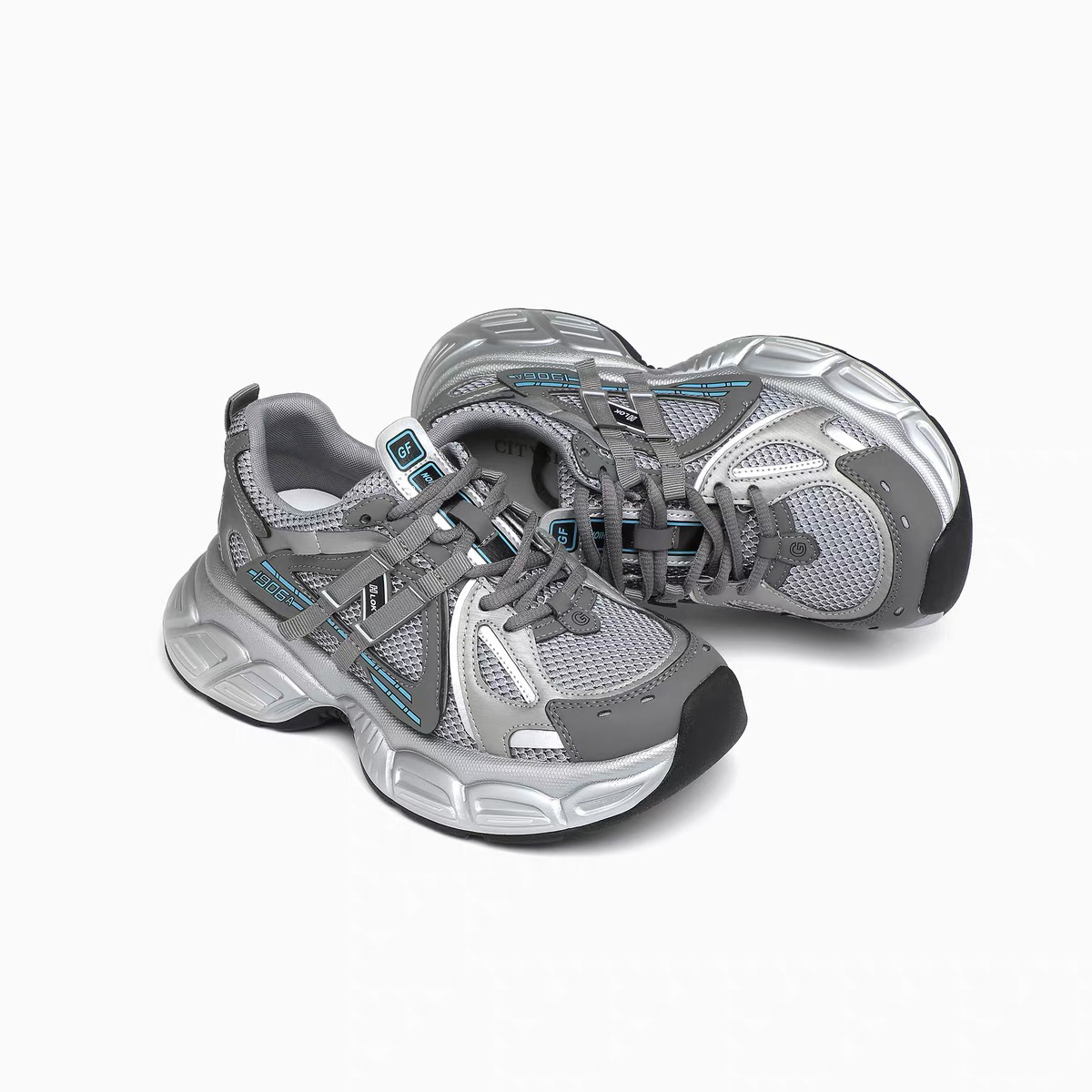 C5283  深灰色  时尚厚底圆头系带女休闲运动老爹鞋