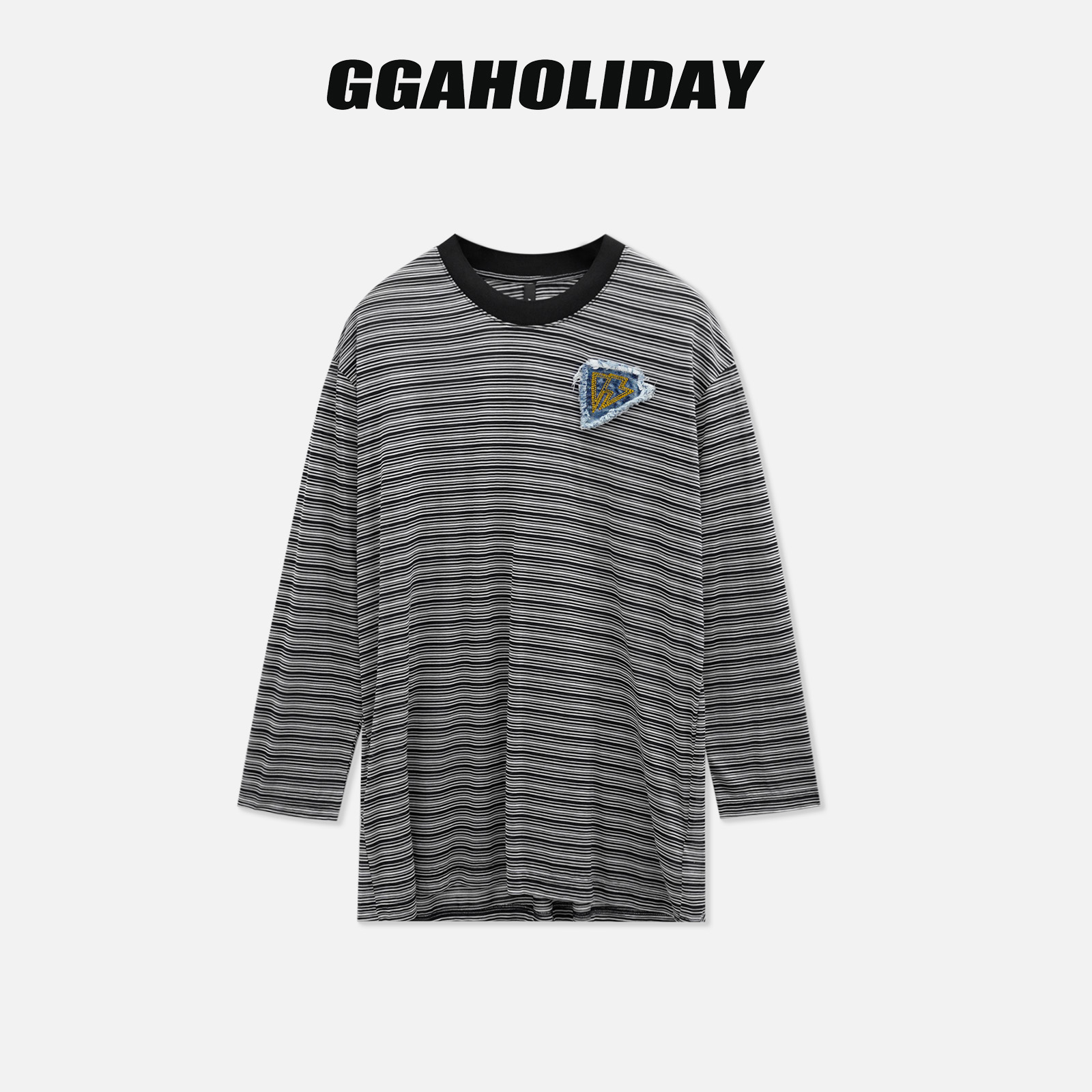 【上新】GGAHOLIDAY秋季宽松百搭简约潮流条纹长袖打底T恤-154075