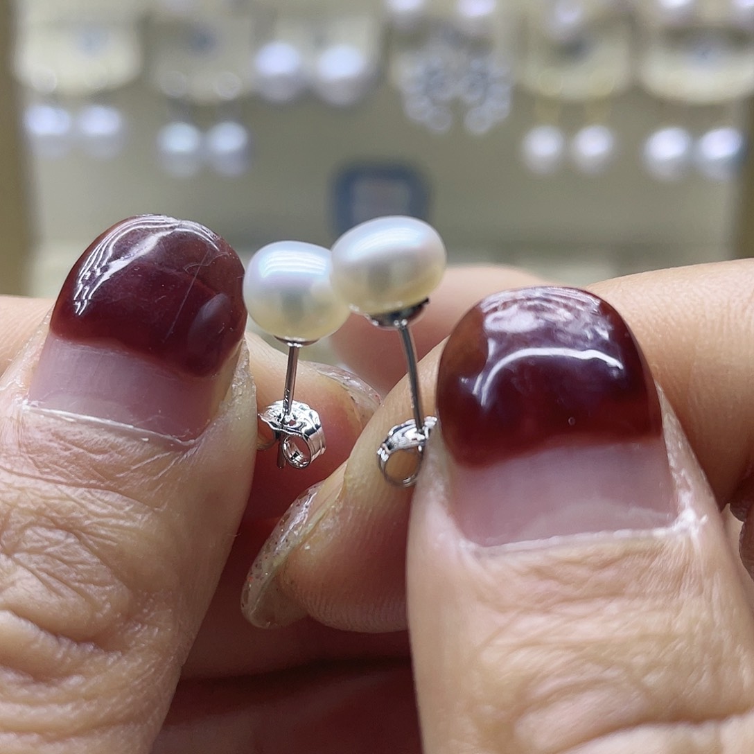 淡水珍珠耳饰银S925镶嵌
