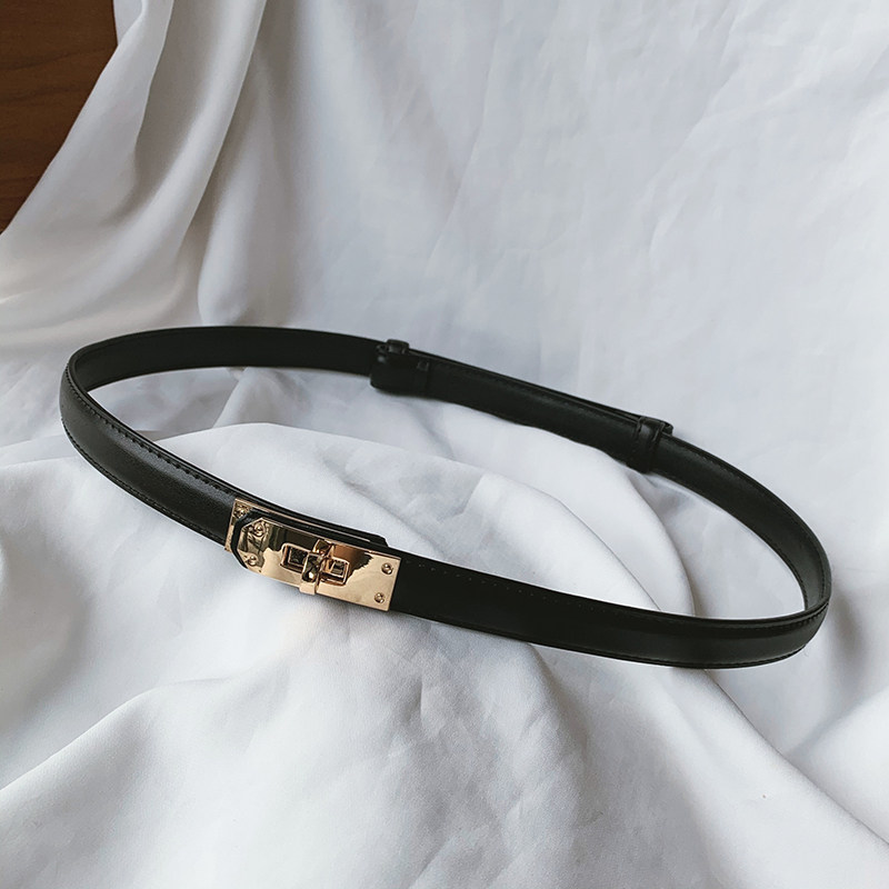 「现货」韩版锁扣压线可调节细腰带女装饰西装外套搭配裙子小皮带