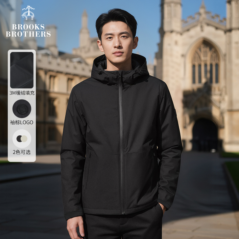 Brooks Brothers/布克兄弟男士25秋冬新品连帽通勤轻便夹克棉服