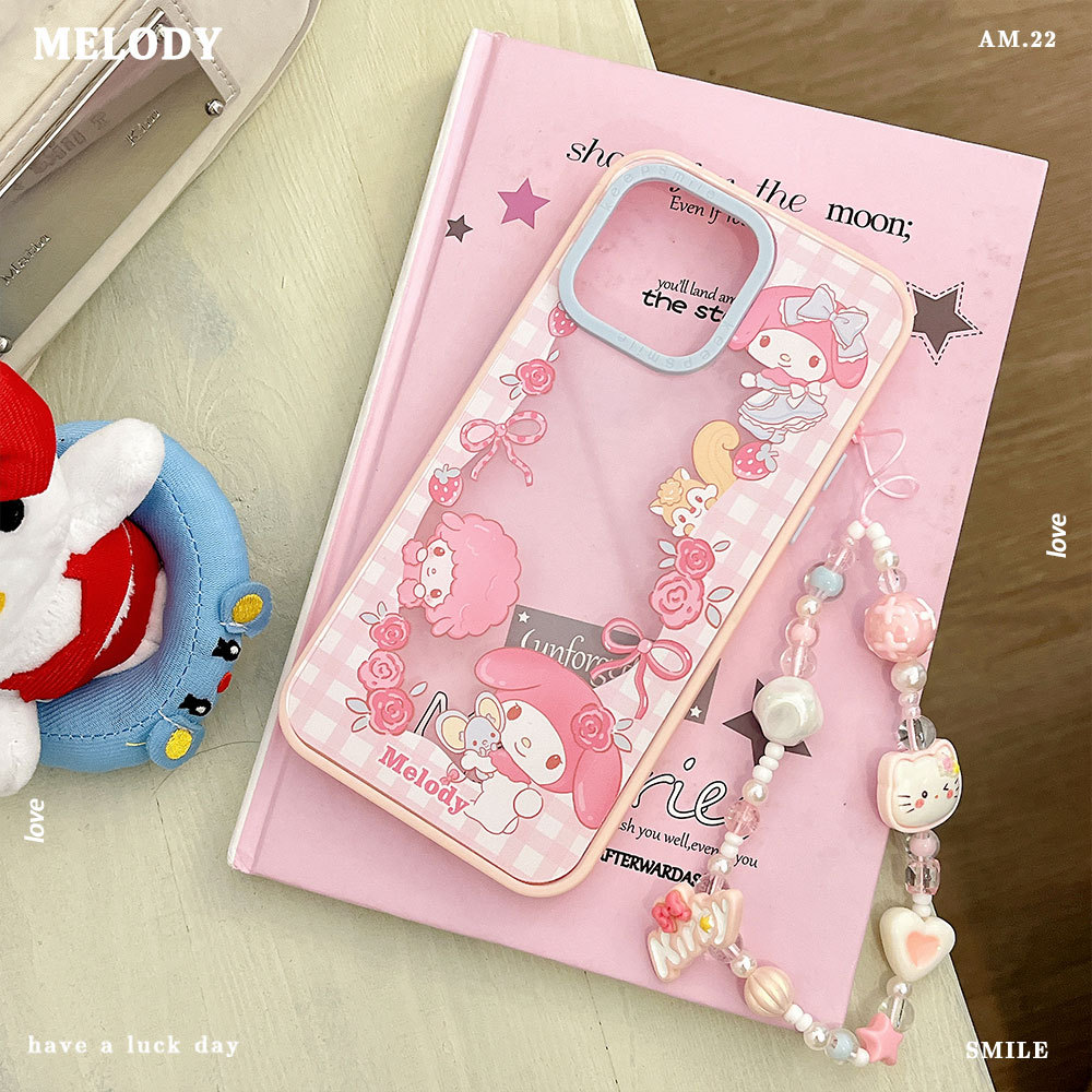 OKY粉色适用16pro美乐蒂软边手机壳新款iphone15创意手链保护套X