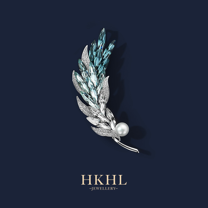 铜合成锆石胸针 HKHLL 麦穗胸针女士百搭胸花别针气质奢华简约