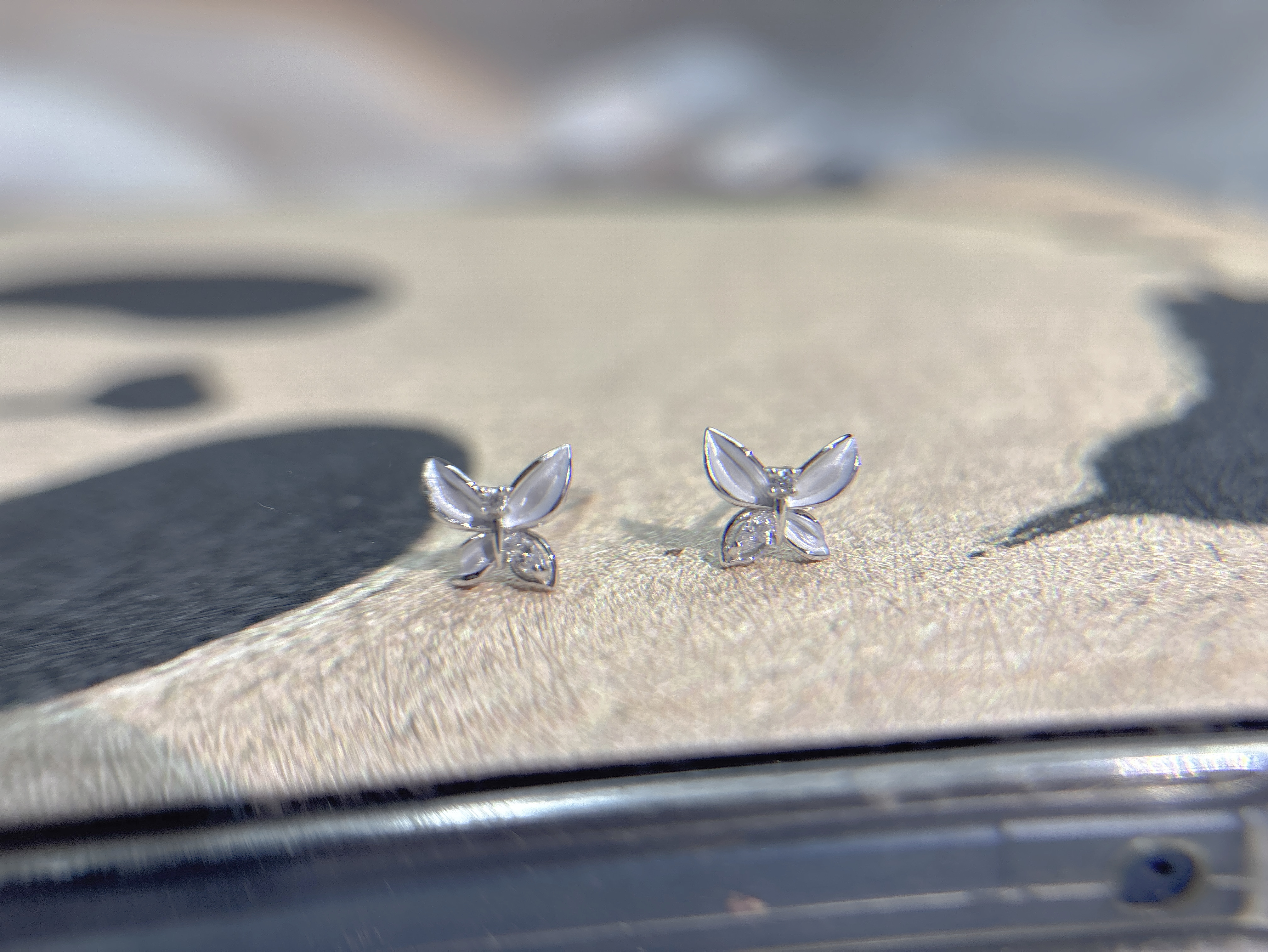 925银合成锆石耳饰 银925纯银耳钉蝴蝶百搭精美小耳钉小清新可爱