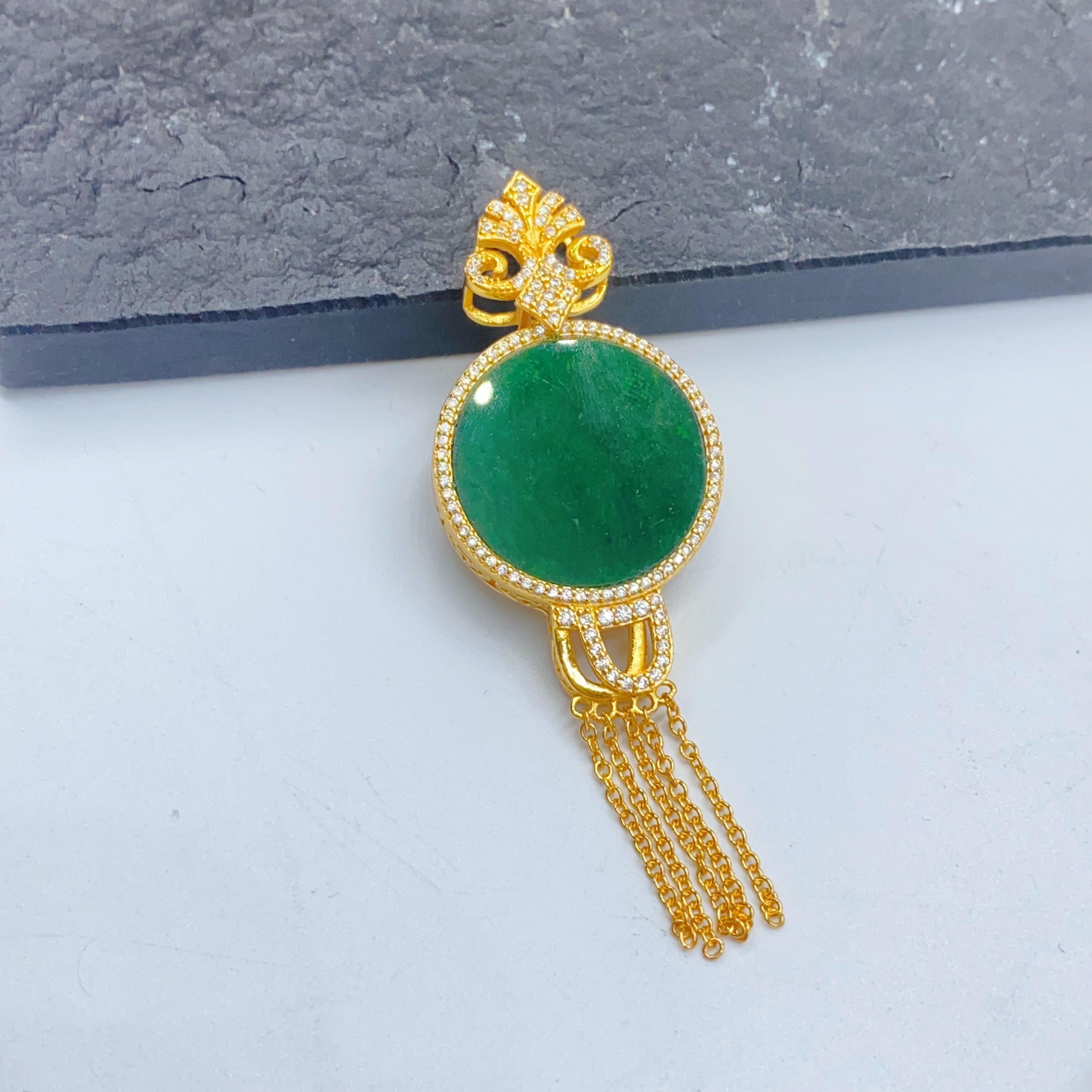 S925银翡翠吊坠精美时尚大气优雅