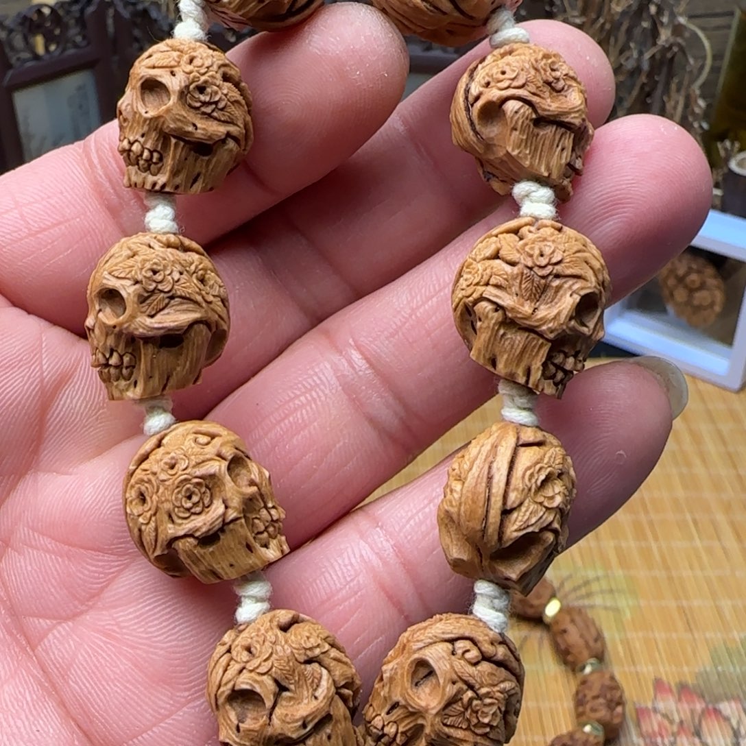 無***恙纯手工雕刻桃核花鬼手串一物一图