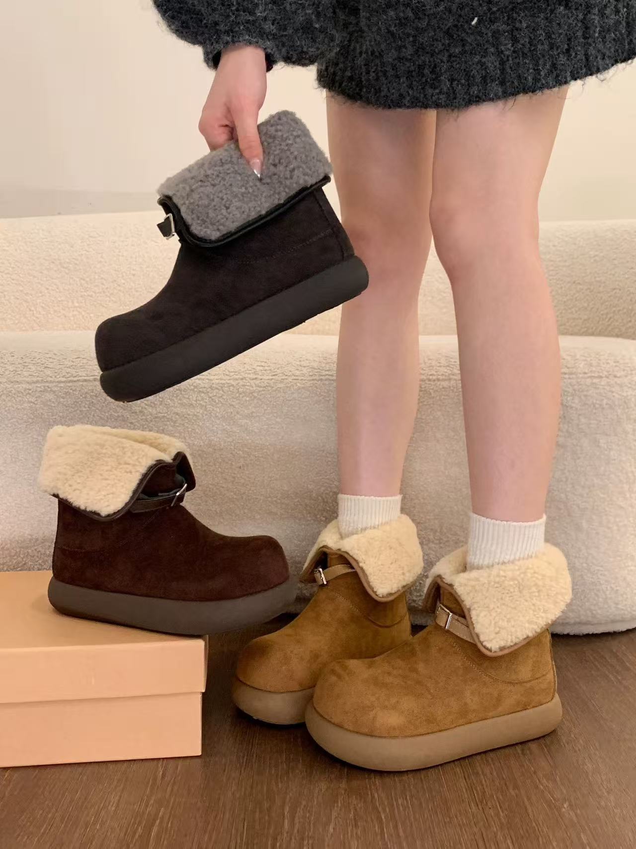 （非直播间勿拍）圆头时尚雪地靴冬季休闲短筒毛毛鞋