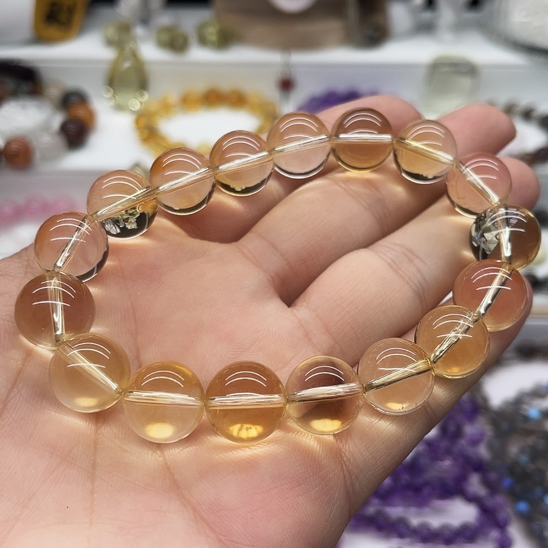 水晶手串未镶嵌纯天然巴西黄水晶手串