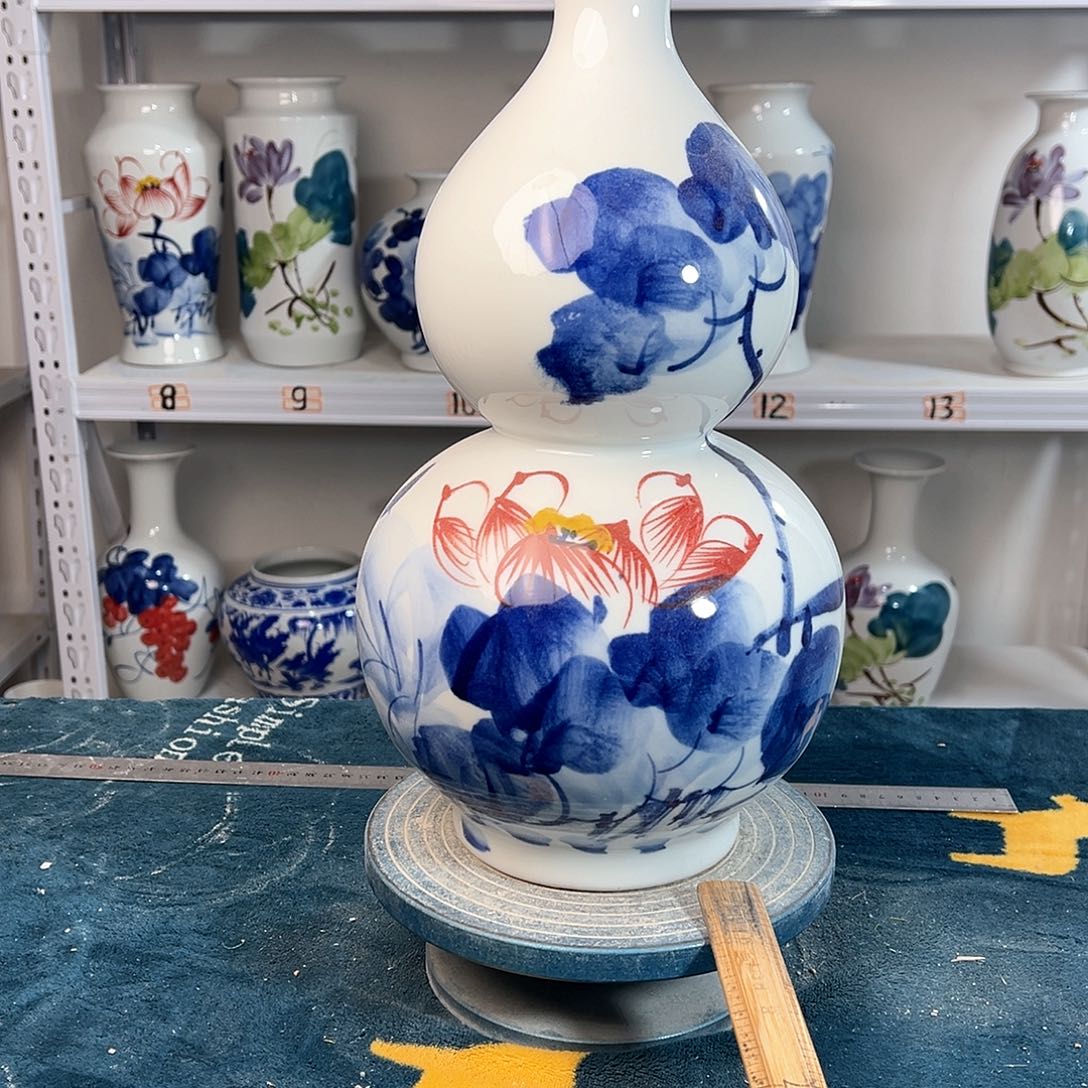 摆件景德镇陶瓷葫荷花