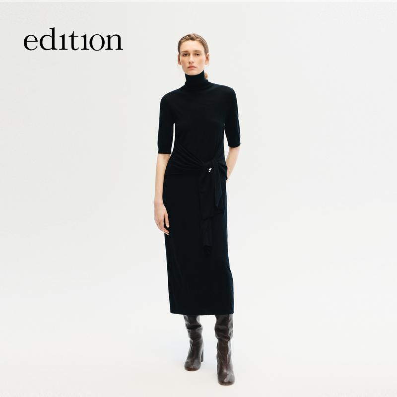 【商场同款】edition2025冬季新款绑结高领针织长裙#EBE4DRS011